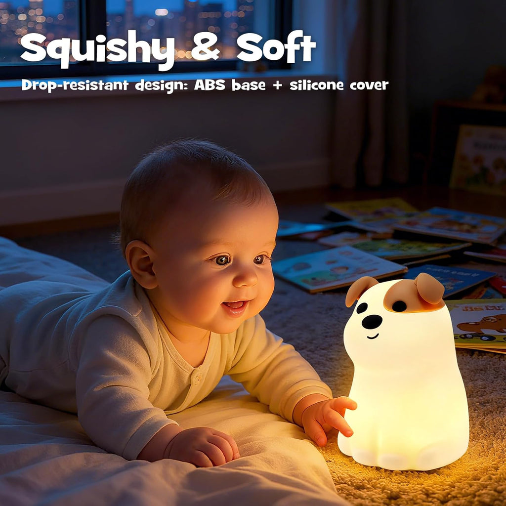 Squishy Puppy Night Light with RGB Mode 3 Brightness Adjustable Nursery Breastfeeding Nightlight Cute Novelty Smile Dog Animal Lamp…