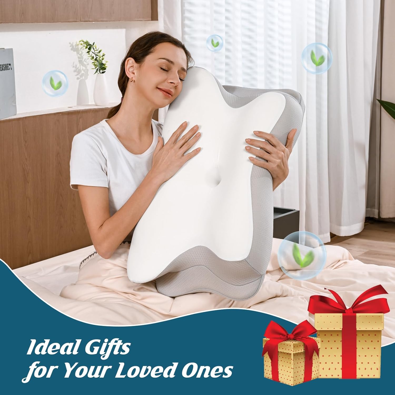Bespillow Cervical Neck Pillow for, Ergonomic Side Sleeper Pillow for Sleeping, Contour Orthopedic Memory Foam Pillows for Back & Stomach…