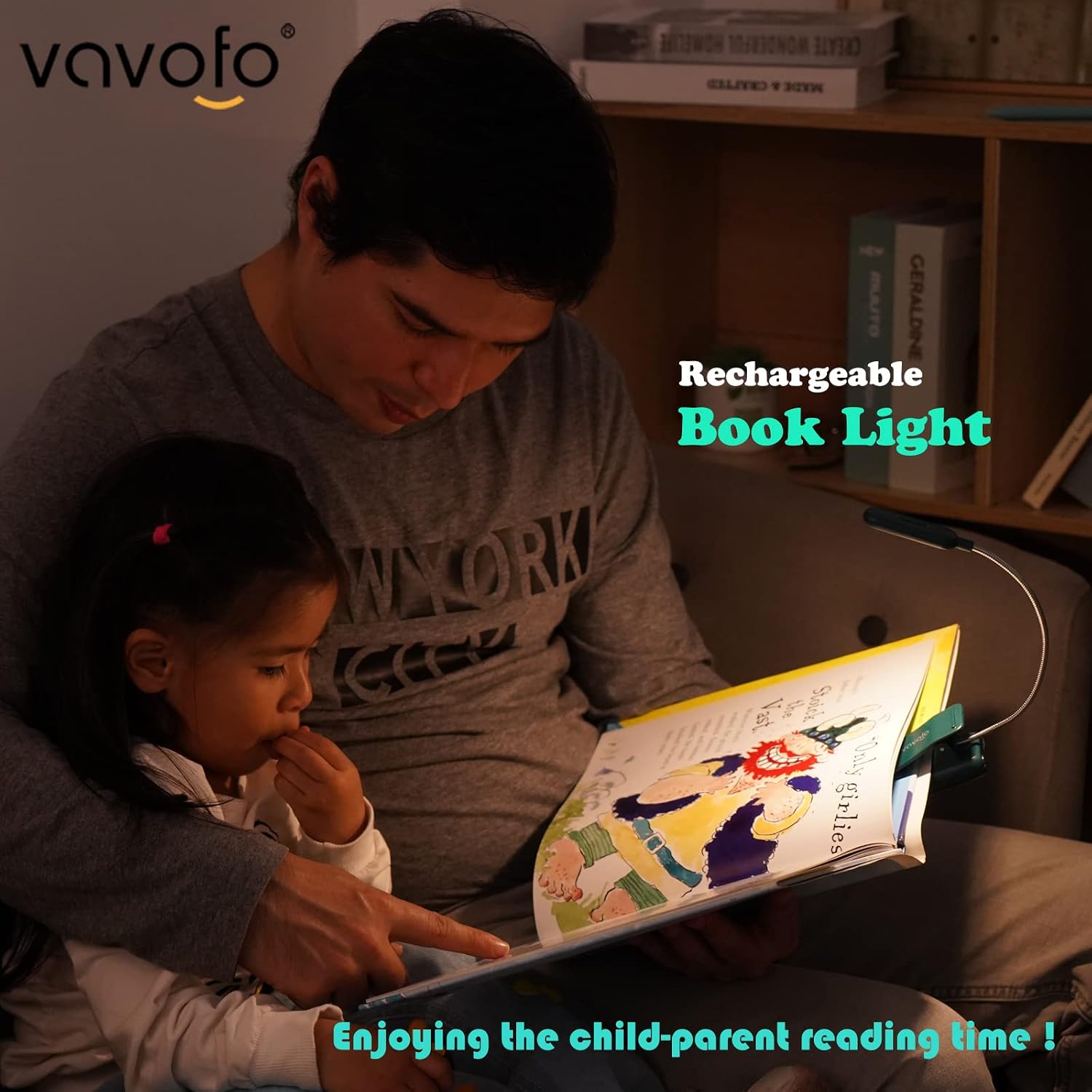 Vavofo Rechargeable Book Light for Reading in Bed Kids, 7 LED Reading Light with 9-Level Warm Cool White Daylight, Eye comfort Lamp with…