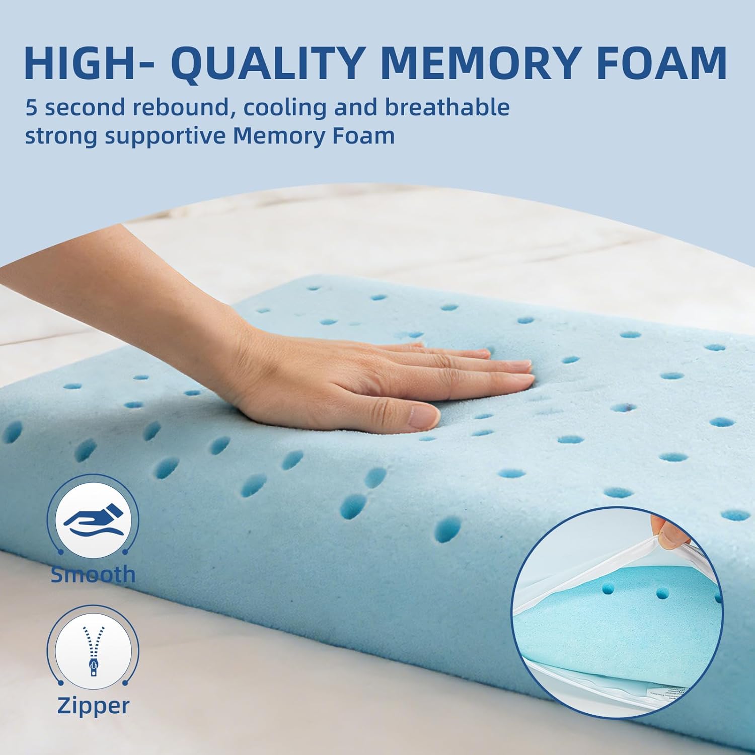 Sycoodeal HIMOON Cooling Memory Foam Pillow, Bed Pillow for Sleeping, King Size, Breathable Memory Foam, Support with Washable Cover for Ba…