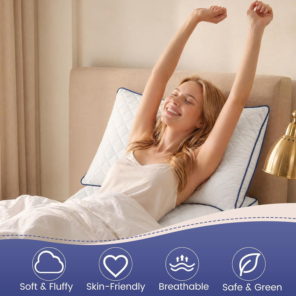 Downstoria Shredded Memory Foam Pillows Queen Size Set of 2, Medium Firm Bed Pillow for Sleeping, Soft Memory Foam Queen Pillows 2 Pack for…
