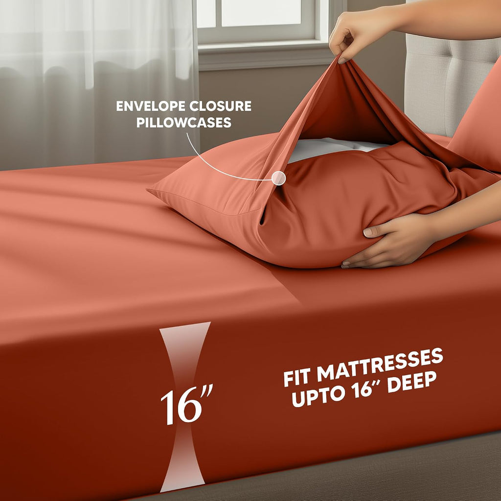 Utopiabedding Utopia Bedding King Size Sheet Set – 4 Piece Bed Sheets, Soft and Breathable Microfiber, Includes 1 Fitted Sheet, 1 Flat Shee…