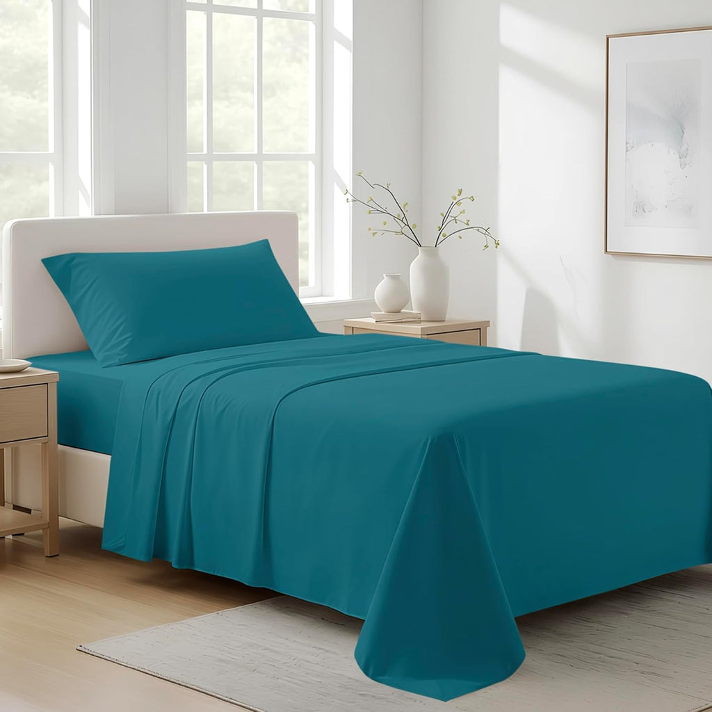 AshtonSheets 100% Organic Cotton Sheets Twin Size - 3 PC Organic Cotton Twin Size Percale Weave Sheet Set, Soft, Cooling, Crisp & Breathabl…