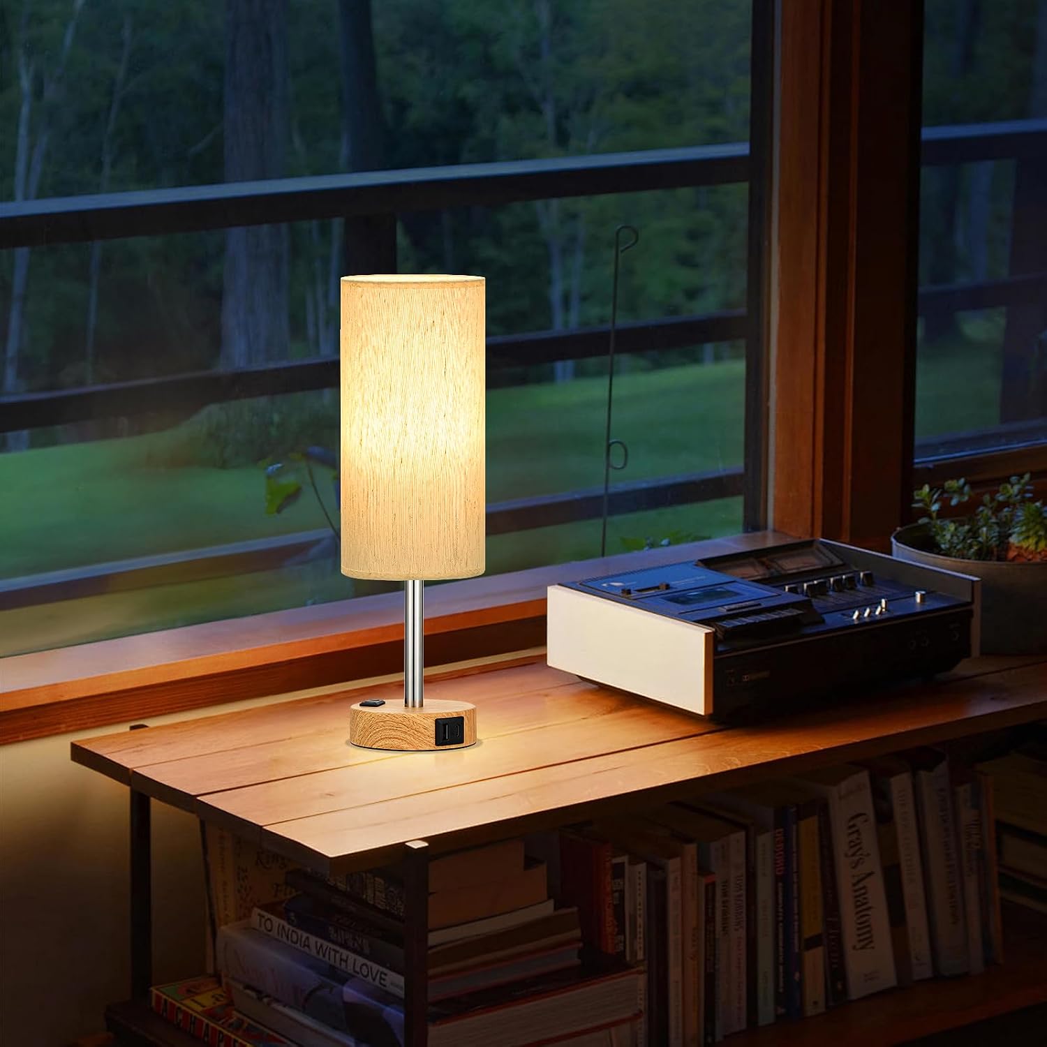 Touch Bedside Table Lamps Set - 3 Way Dimmable Bedroom Lamps Set of 2 with USB C and A Ports, Small Lamps for Nightstand with AC Outlet…