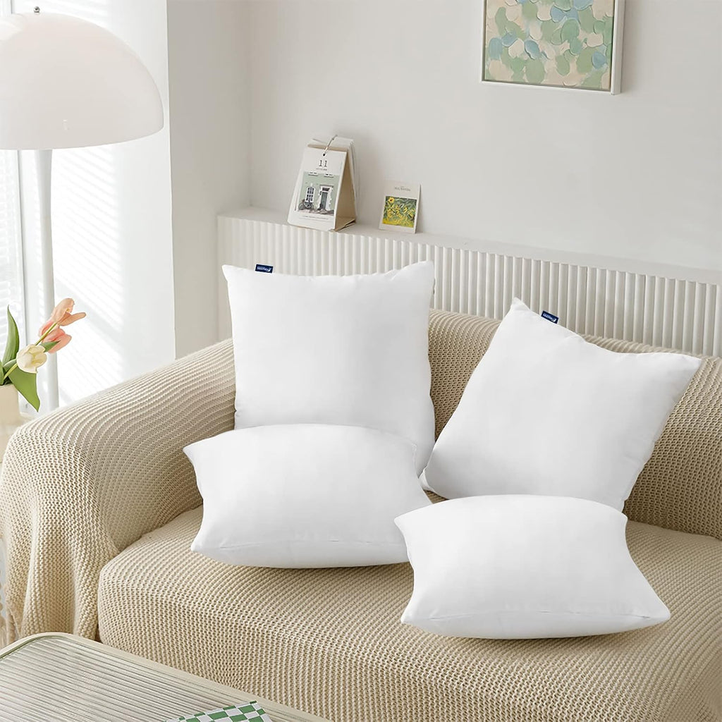 Moonsea 22x22 Pillow Cover Waterproof Pillow Protector Set of 4 for Square Throw Pillow 22x22 Inch, White Zippered Pillow Protector, Feathe…