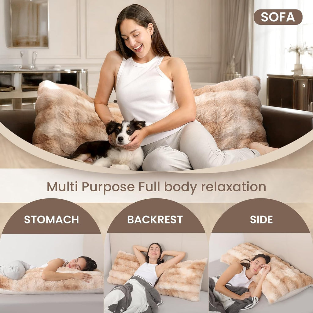 Zonli Fluffy Body Pillow for Adults, Fuzzy Faux Fur Body Pillow with Shredded Memory Foam, Adjustable Support for Side Sleepers, Pregnancy…