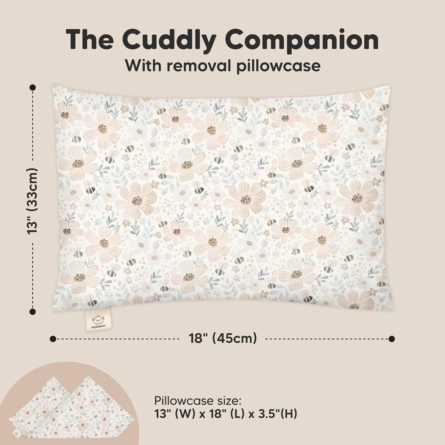 KeaBabies Toddler Pillow with Pillowcase - 13x18 My Little Cuddly Kids Travel Pillows for Sleeping, Nap, Viscose from Bamboo Nursery…