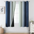Estelartextiler Estelar Textiler Navy Blue and Sage Green Ombre Blackout Curtains 63 Inches Long 2 Panels, Full Room Darkening Grommet Curt…