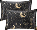 EXQ Home Satin Pillowcase for Hair and Skin - Black Printed Silk Pillowcase 2 Pack 20x26 inches - Standard Satin Pillow Cases Set of 2…