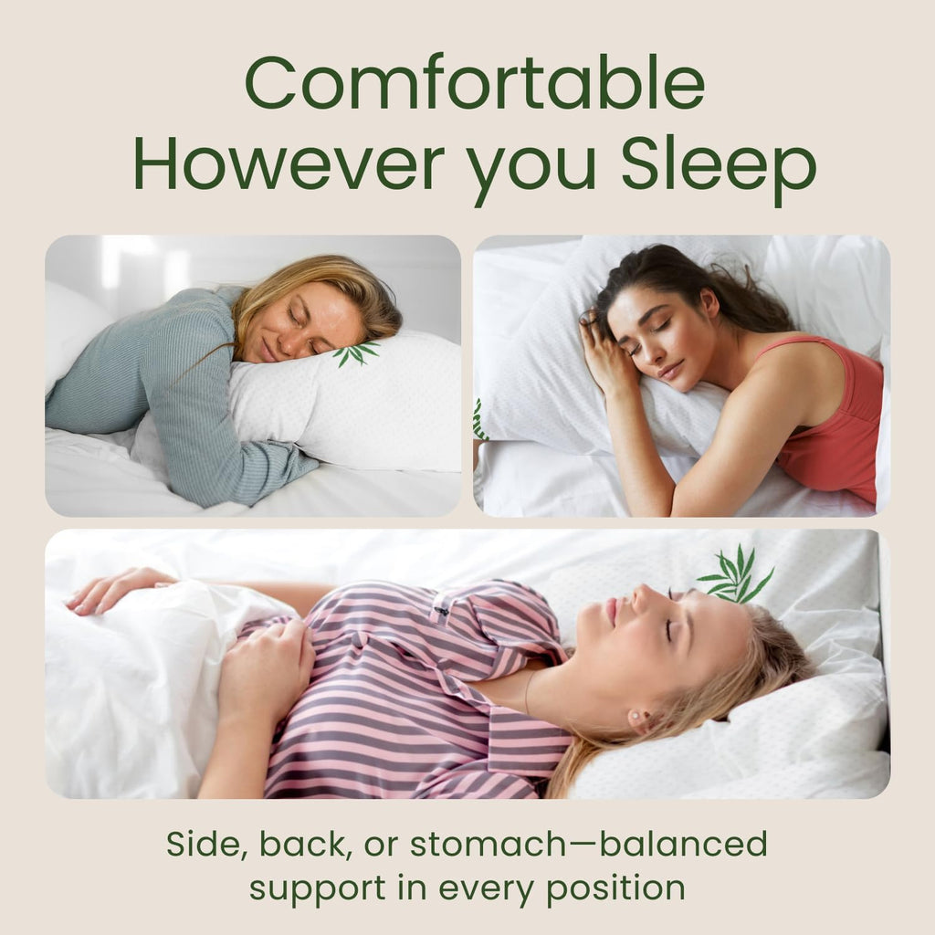 Memory Foam Pillows Queen Size Set of 2 - Cooling Bed Pillows for Sleeping - Back, Stomach, Side Sleeper Firm, Comfy Cool Shredded - 2…