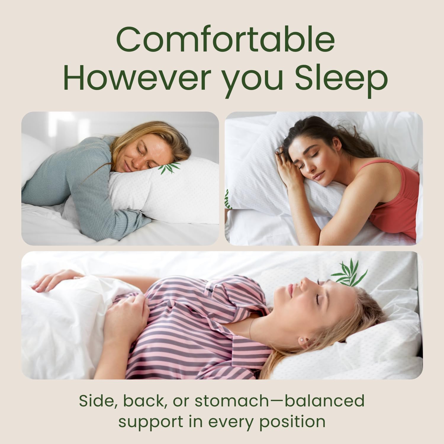 Memory Foam Pillows Queen Size Set of 2 - Cooling Bed Pillows for Sleeping - Back, Stomach, Side Sleeper Firm, Comfy Cool Shredded - 2…