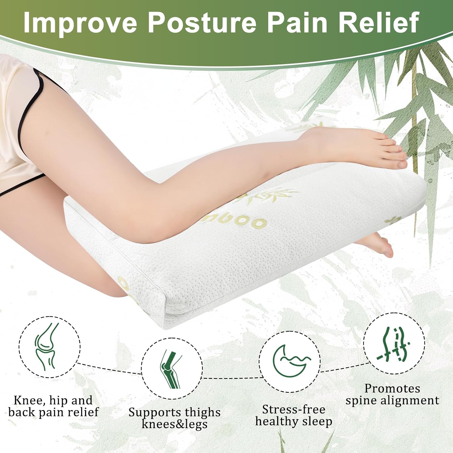 MINUPWELL Knee Pillow for Side Sleepers - 5" Height Between Leg & Under Knee Pillow for Back Sleepers - with 1160G 7D Fiber for Relieving…