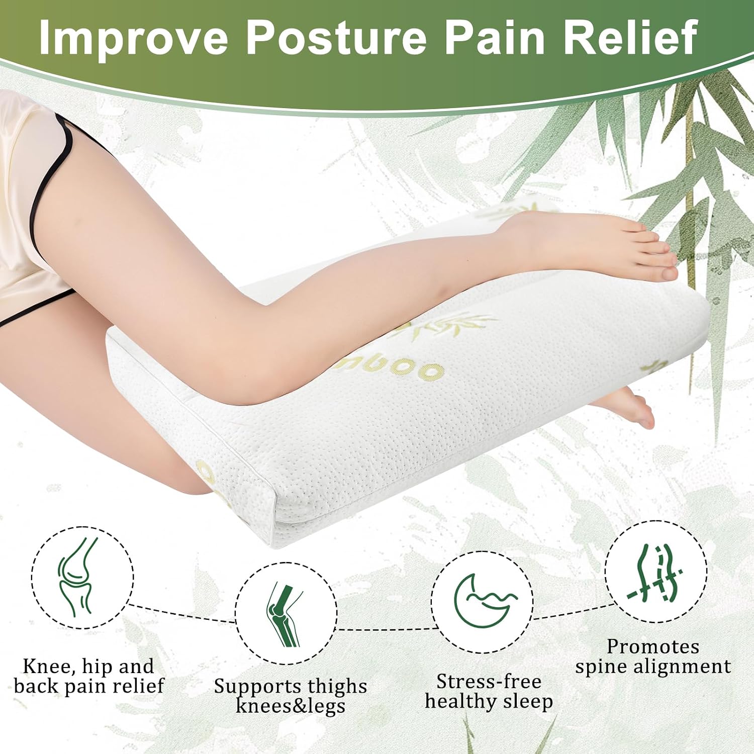 MINUPWELL Knee Pillow for Side Sleepers - 4" Height Between Leg & Under Knee Pillow for Back Sleepers - with 1060G 7D Fiber for Relieving…
