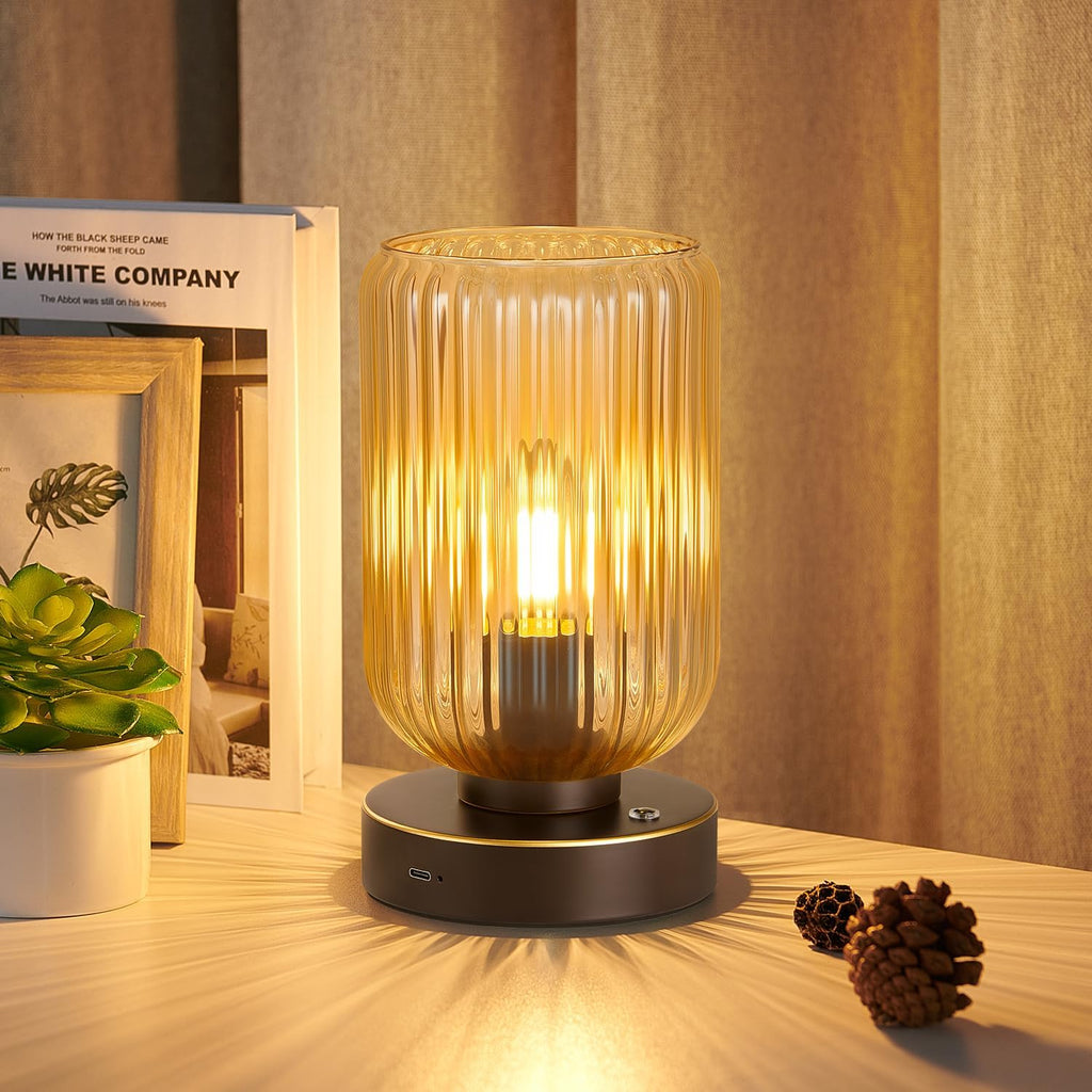 LigthRound Touch Table Lamp for Bedroom, Cordless Bedside Small Table Lamp, Dimmable Rechargeable Battery Operated Lamp for Nightstand…