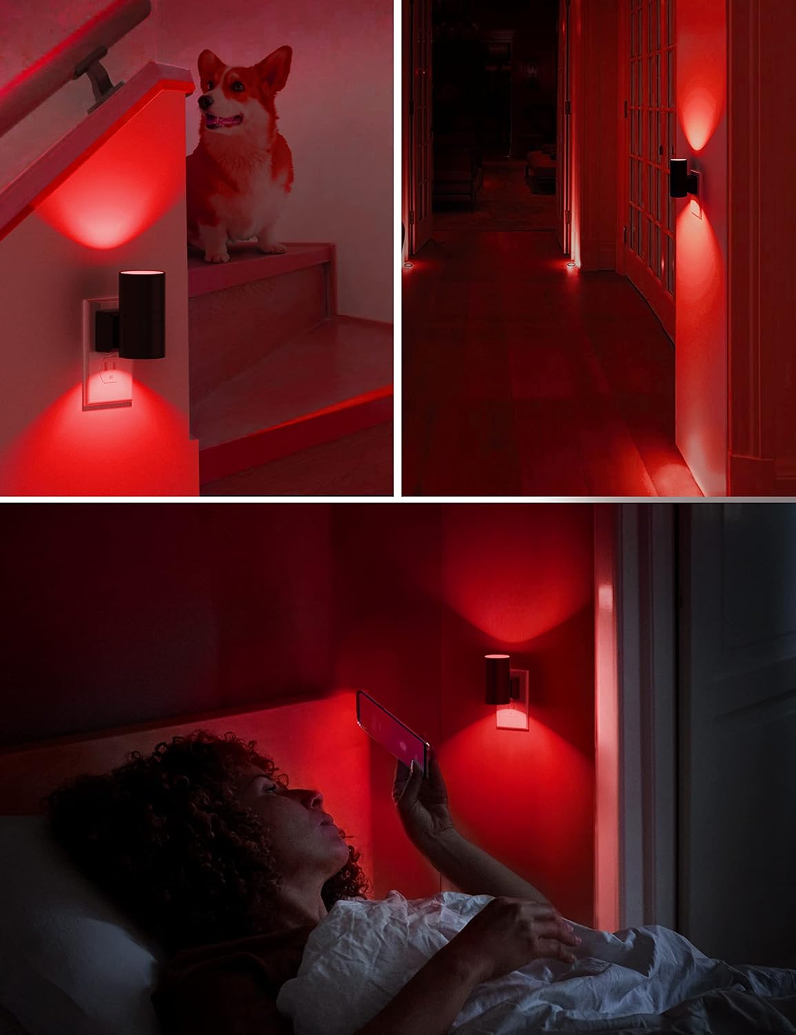 Llohasled L LOHAS LED Red Night Light, Circadian Night Lights Plug into Wall, LED Nightlights with Light Sensor, Red, Dimmable Ni…