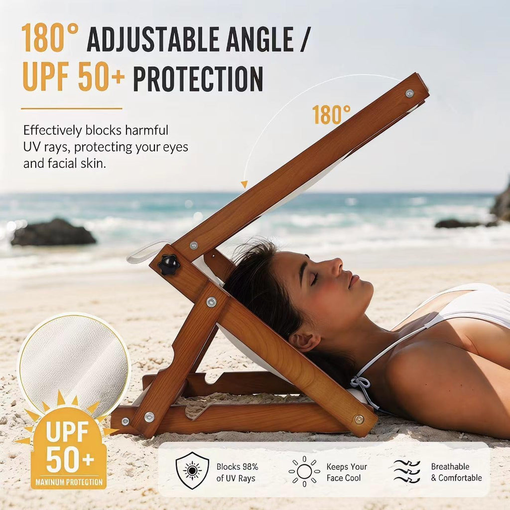 Wooden Z Hut Beach Face Shade Pillow, 180°Adjustable Roof, Pillow Angle Adjustments, Z Hut Face Shade Wooden Portable Anywhere for…