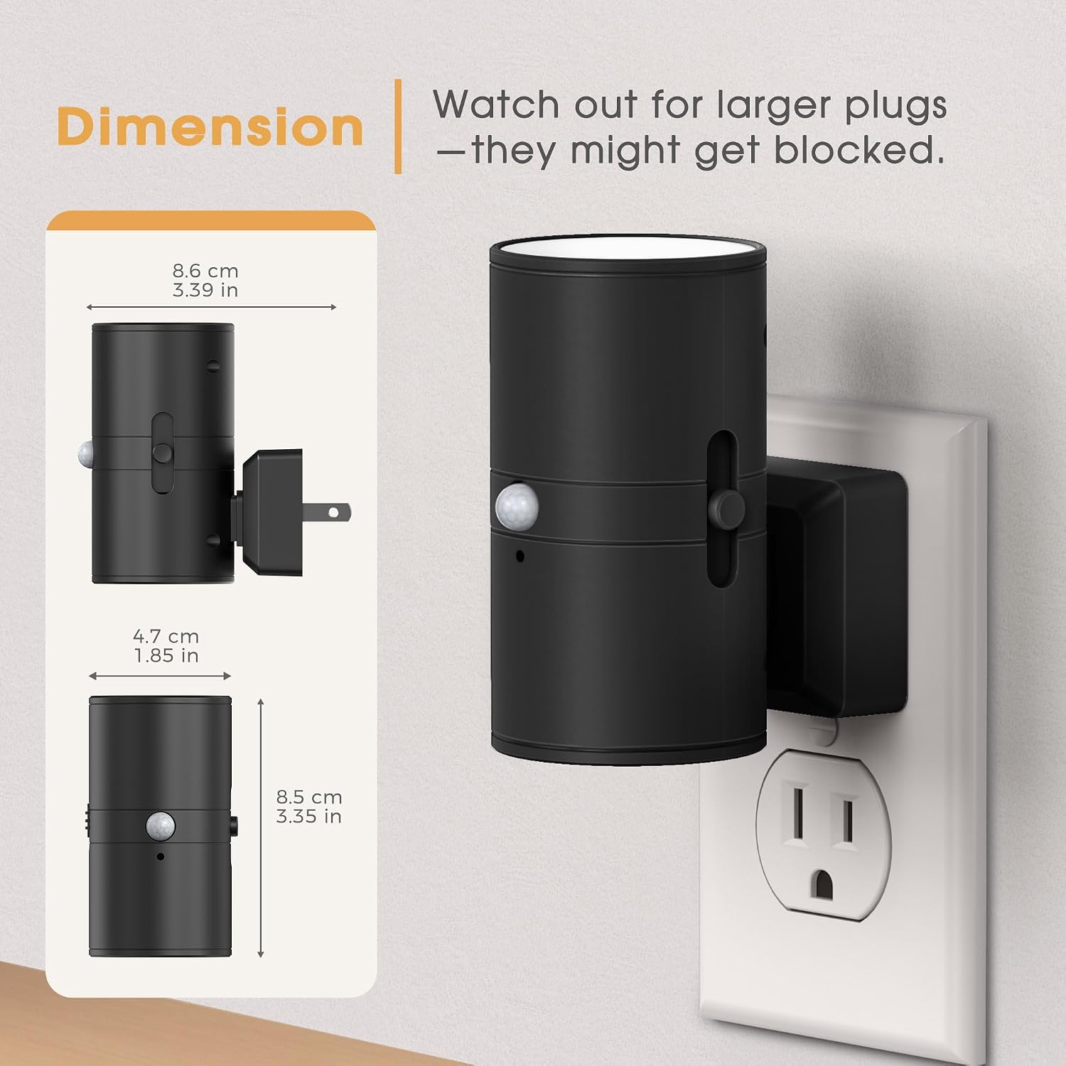 WelcometoBriigniteenjoyyourtimehere Briignite Motion Sensor Night Light,2 Pack Motion Activated Plug in Night Lights, 0-100LM Dimmable Soft…