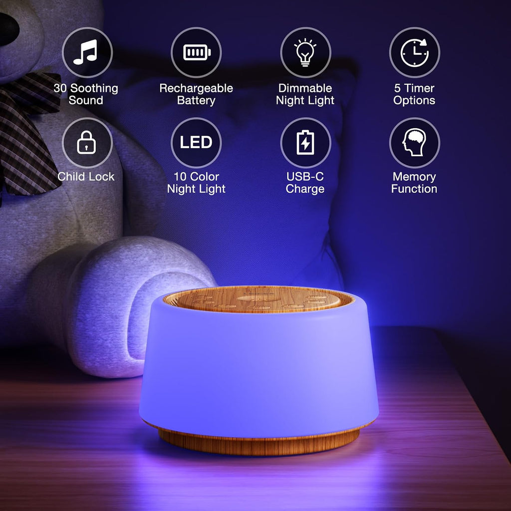Leicex White Noise Sound Machine | White Noise Machine for Sleep | 30 Soothing Sounds | 10 Colors Night Light | Portable Sound Machine for…