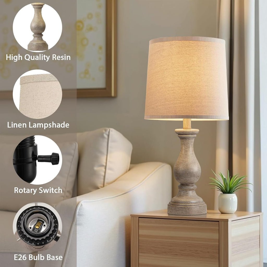 Seealle Farmhouse Table Lamps Set of 2 - Rustic Lamp for Bedroom Living Room, 22" Boho Bedside Lamps for Night Stands End Table Office…