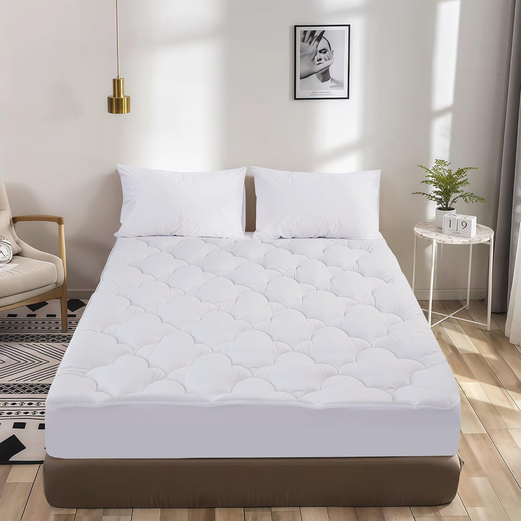 Wqspring Supportive Quilted Mattress Pad Pillow Top Mattress Cover Protector Cooling Soft for Breathable Padded Fitted 8"-21" Deep Pocket (…