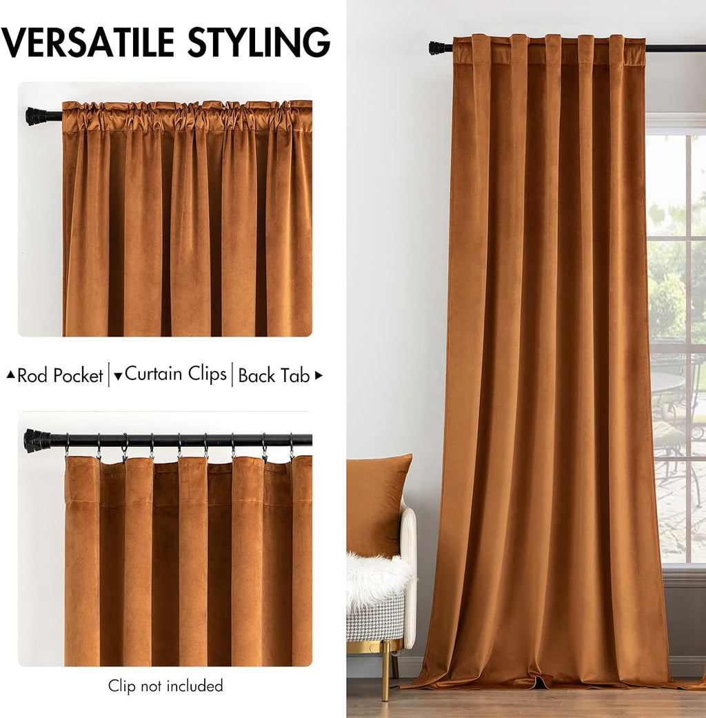Miulee Velvet Curtains 96 inches 2 Panels - Luxury Blackout Curtains for Bedroom Living Room Thermal Insulated Super Soft Window Drapes Rod…