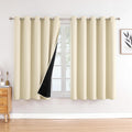 ChrisDowa 100% Blackout Curtains 63 inch Long for Bedroom with Black Liner, Extra Wide 2 Thick Layers Total Blackout Thermal Insulated Grom…