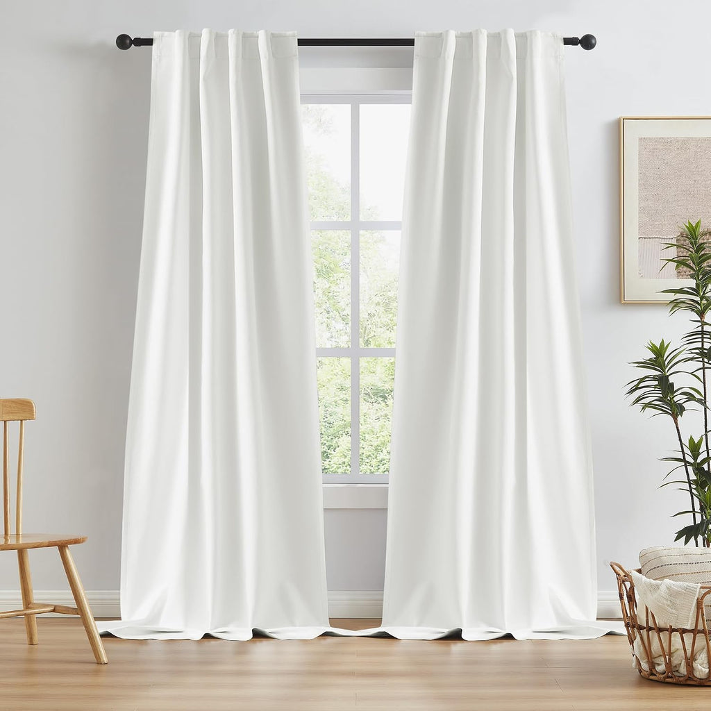 Keqiaosuocai Natural Blackout Curtains 100 Inch Length 2 Panels, Boho Farmhouse Window Curtain Drapes for Living Room Rod Pocket/Back Tab/H…