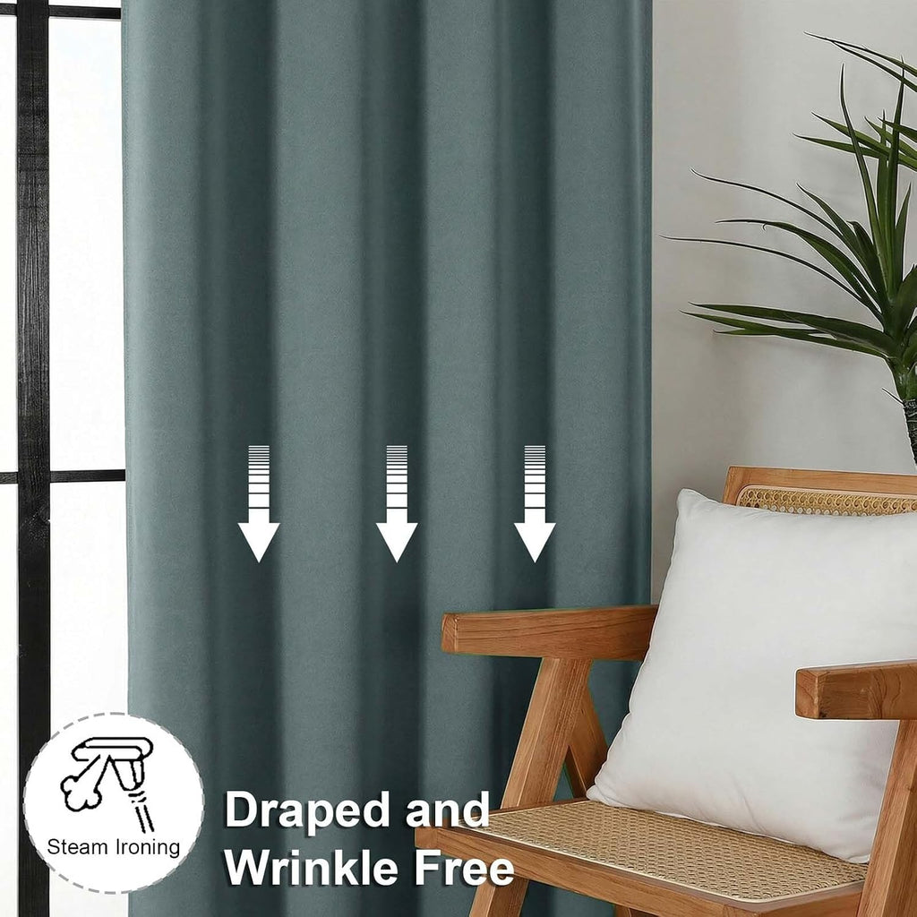 Simplebrand Ava Dark Green Blackout Curtains for Bedroom 90 Inches Long 2 Panels Set, Solid Privacy Energy Saving Living Room Window Treatm…