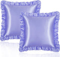 Homiest Ruffle Euro Sham Covers 26x26 Inch Set of 2, Lavender Satin Pillow Shams with 3 Inch Wide Decorative Ruffled, European Square…