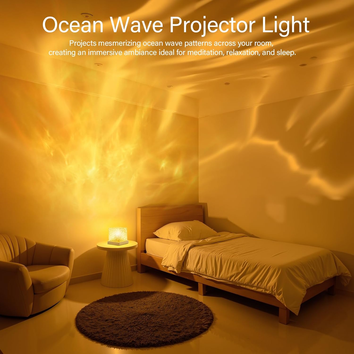 VoMii Ocean Wave Projector Light,16 Colors Luminorthe Cube Lamp with Dynamic Wave Effect, Northern Lights Projector Ambient Lighting with…