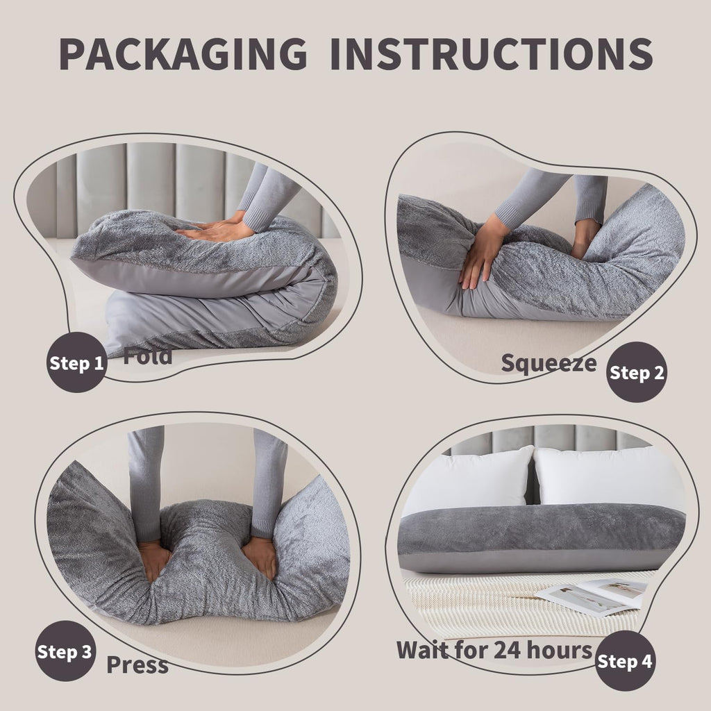WhatsBedding Memory Foam Body Pillow with Plush Fuzzy Cover, Full Body Pillow for Adults, Long Pillow for Sleeping, Soft Fluffy Supportive