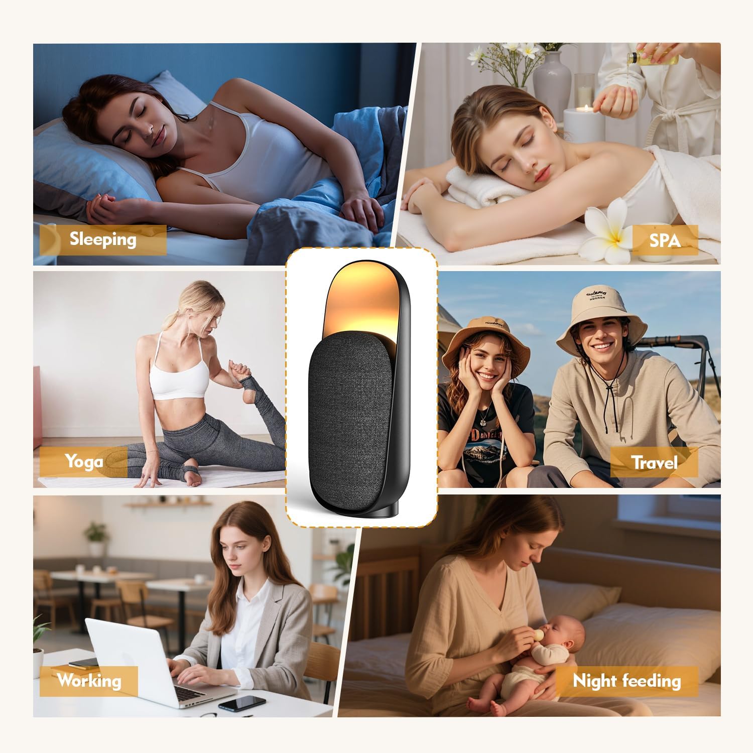 Rorense LED Night Light 3 Light Modes White Noise Machine with BT Speaker,6 Soothing Sounds, Night Light The Light is Soft and Soothing, for…