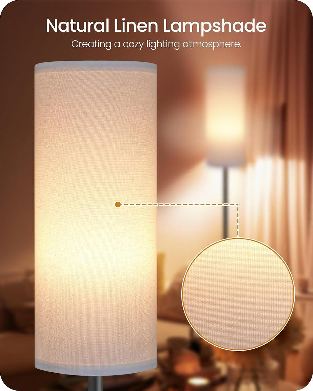 Set of 2 Dimmable Floor Lamps for Living Room with 2 Remotes and Foot Switch, 64.4”Modern Standing Tall Lamp, Corner Lamp for Bedroom…