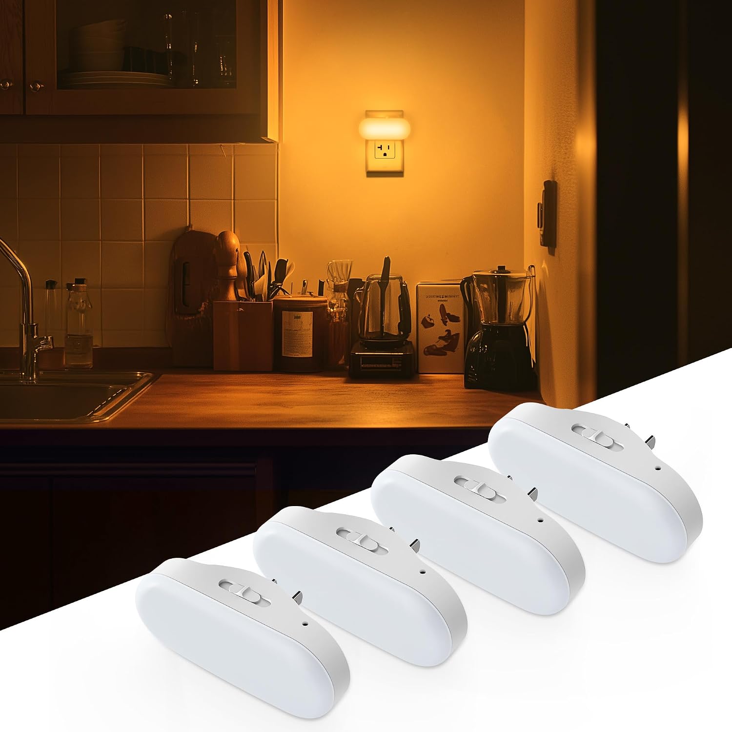 DORESshop Amber Night Lights Plug into Wall, Dusk to Dawn Night Light 4Pack, 1W Led Night Light for Bedroom, Kids Room