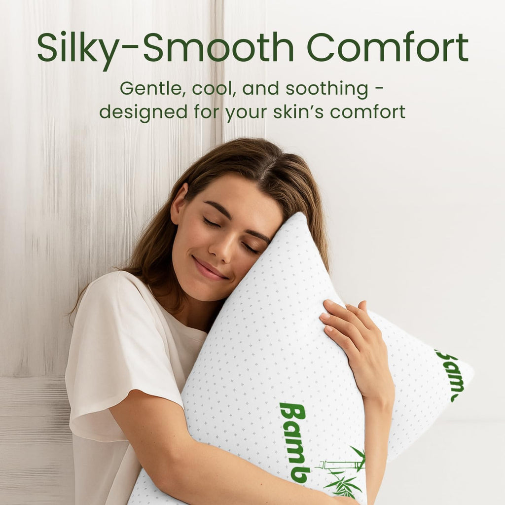 Memory Foam Pillows Queen Size Set of 2 - Cooling Bed Pillows for Sleeping - Back, Stomach, Side Sleeper Soft, Comfy Cool Shredded - 2…