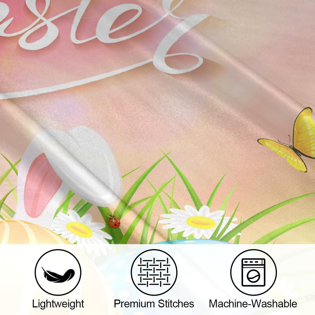 Happy Easter123 Satin Silk Pillowcase for Hair and Skin Pillow Cases Standard Size Soft Silk Pillow Case with Envelope Closure Print…