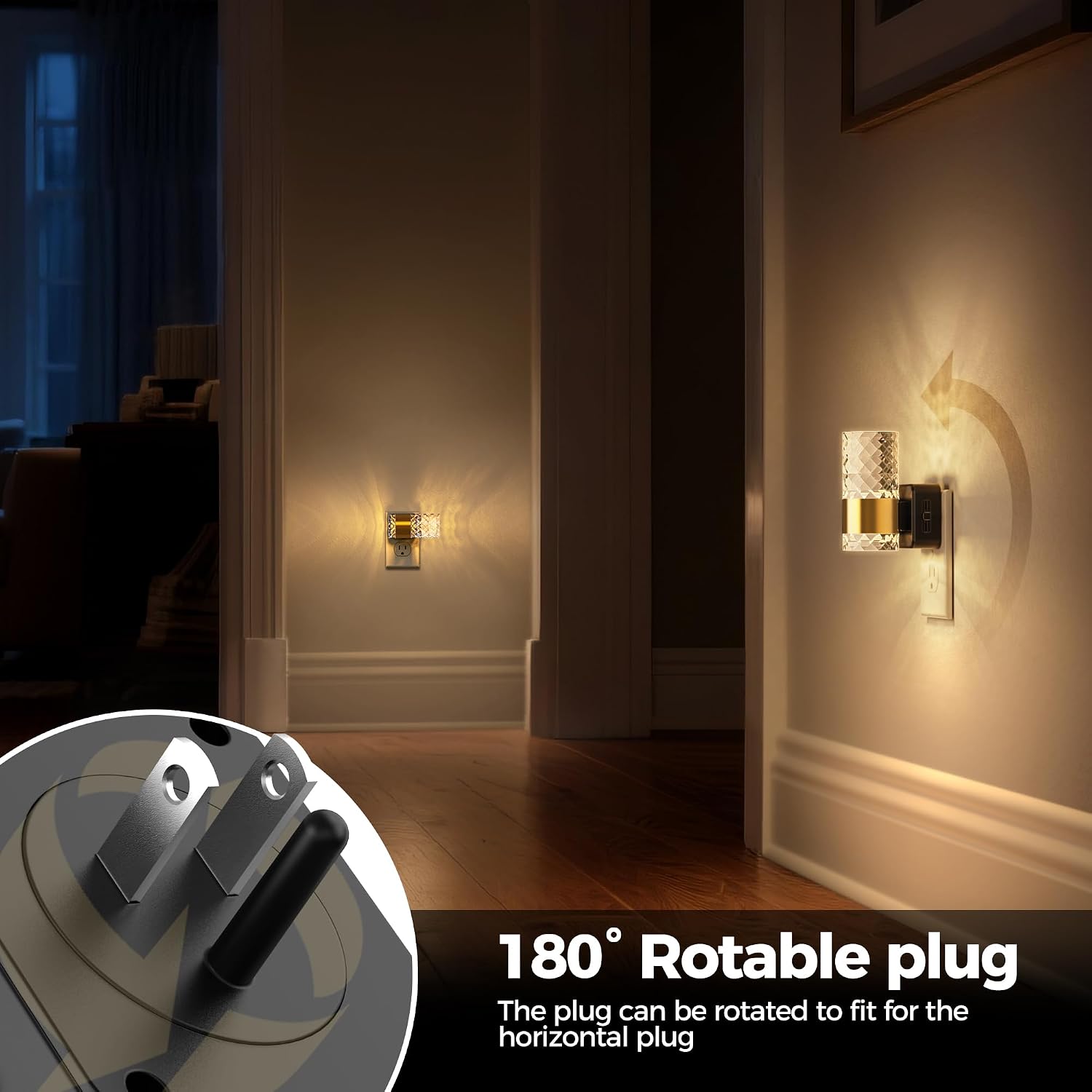 DORESshop LED Night Lights Plug into Wall, Acrylic Night Light with Dusk to Dawn Sensor 0-100 LM Adjustable Brightness, 3000K Plug in…