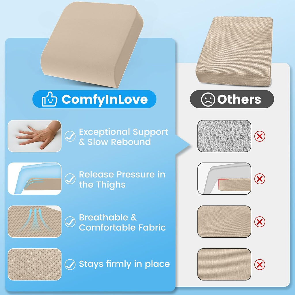 Wheelchair Seat Cushion for Pressure Relief, Cooling Gel Memory Foam Chair Cushion with Slope-Edge Design, Coccyx Support for Tailbone…