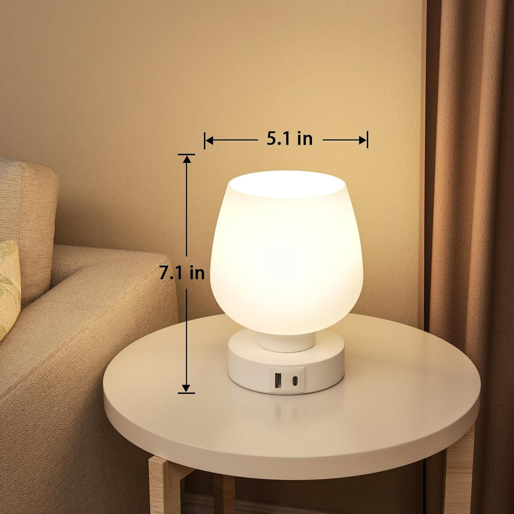 Touch Table Lamp for Nightstand - Bedside Lamp with USB C+A Charging Ports for Bedroom Living Room Night Stands, Desk Lamp with White…