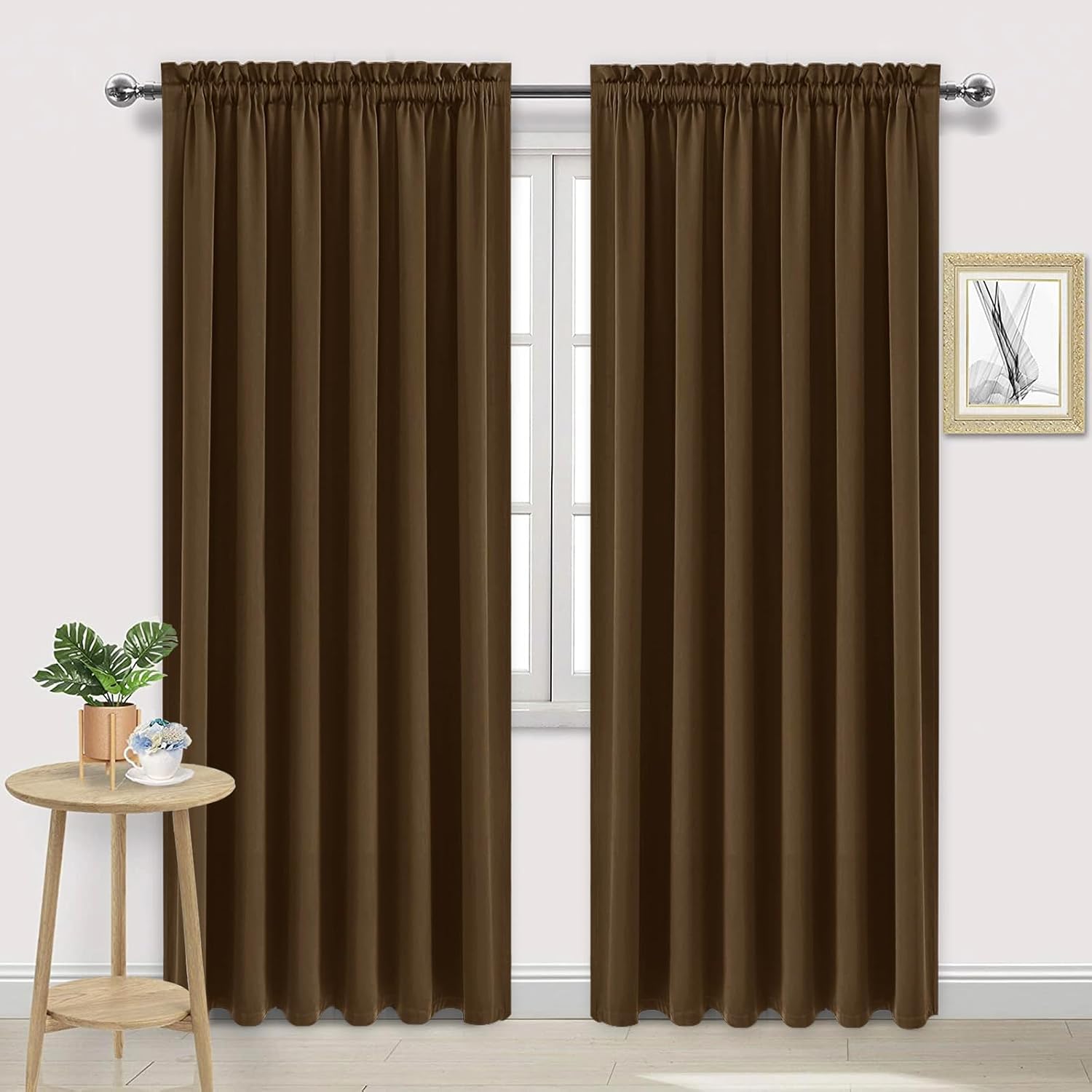 DWCN Blackout Curtains for Living Room Thermal Insulated, Energy Saving & Noise Reducing Bedroom Curtains, Brown, W 70x L 84 Inch, Set of…