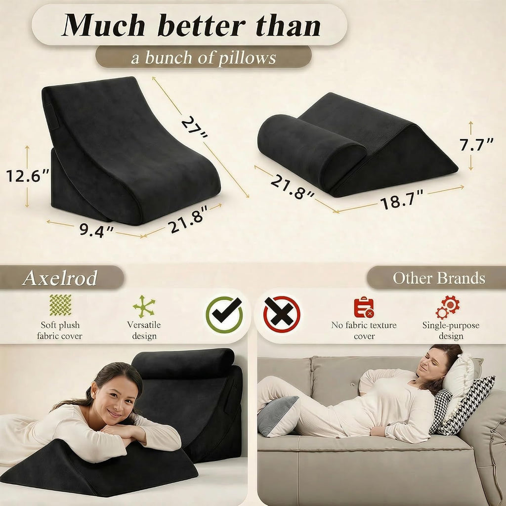 Axelrod 4PCS Orthopedic Bed Wedge Pillow Set, Post Surgery Foam for Back, Neck and Leg Comfortable & Adjustable Pillows- Anti Snoring, Hear…