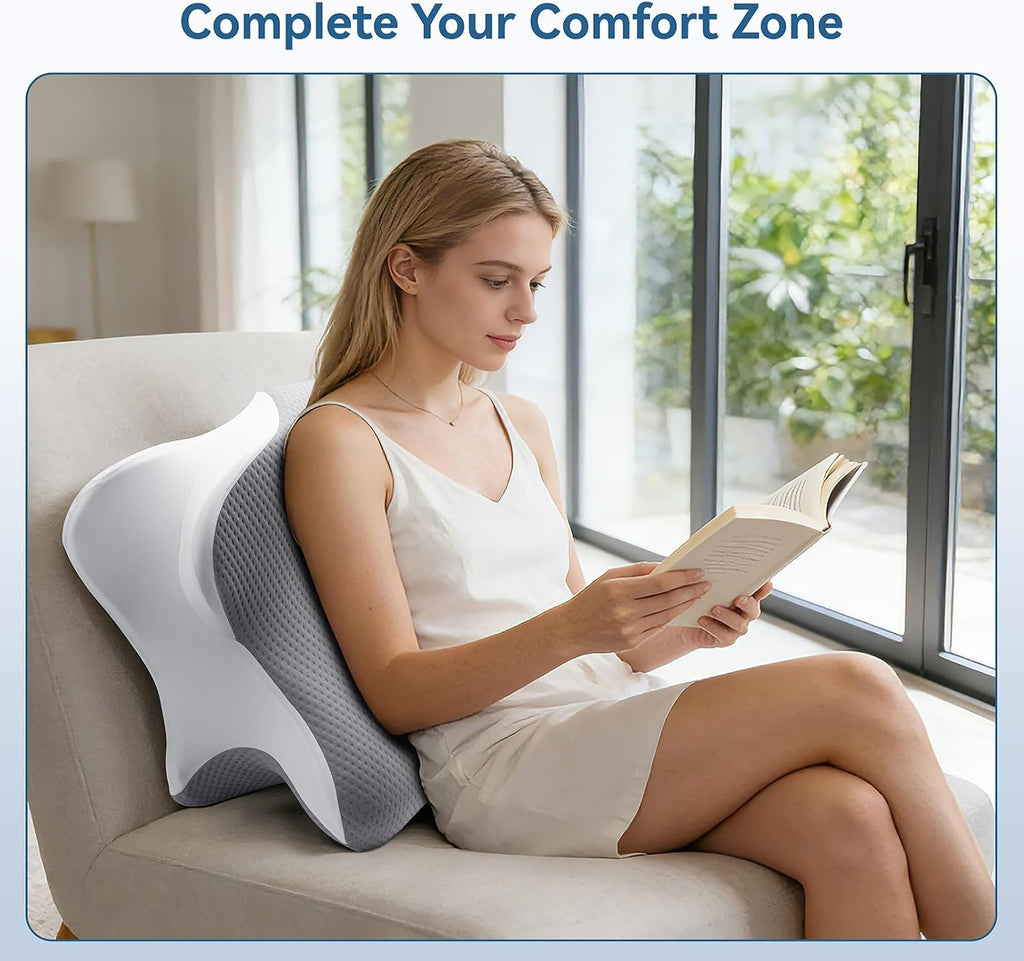 Ergonomic Memory Foam Reading Pillow - Wedge Back & Neck Support for Bed, Sofa & Floor - Relieves Acid Reflux, Back Pain & Arm Fatigue…