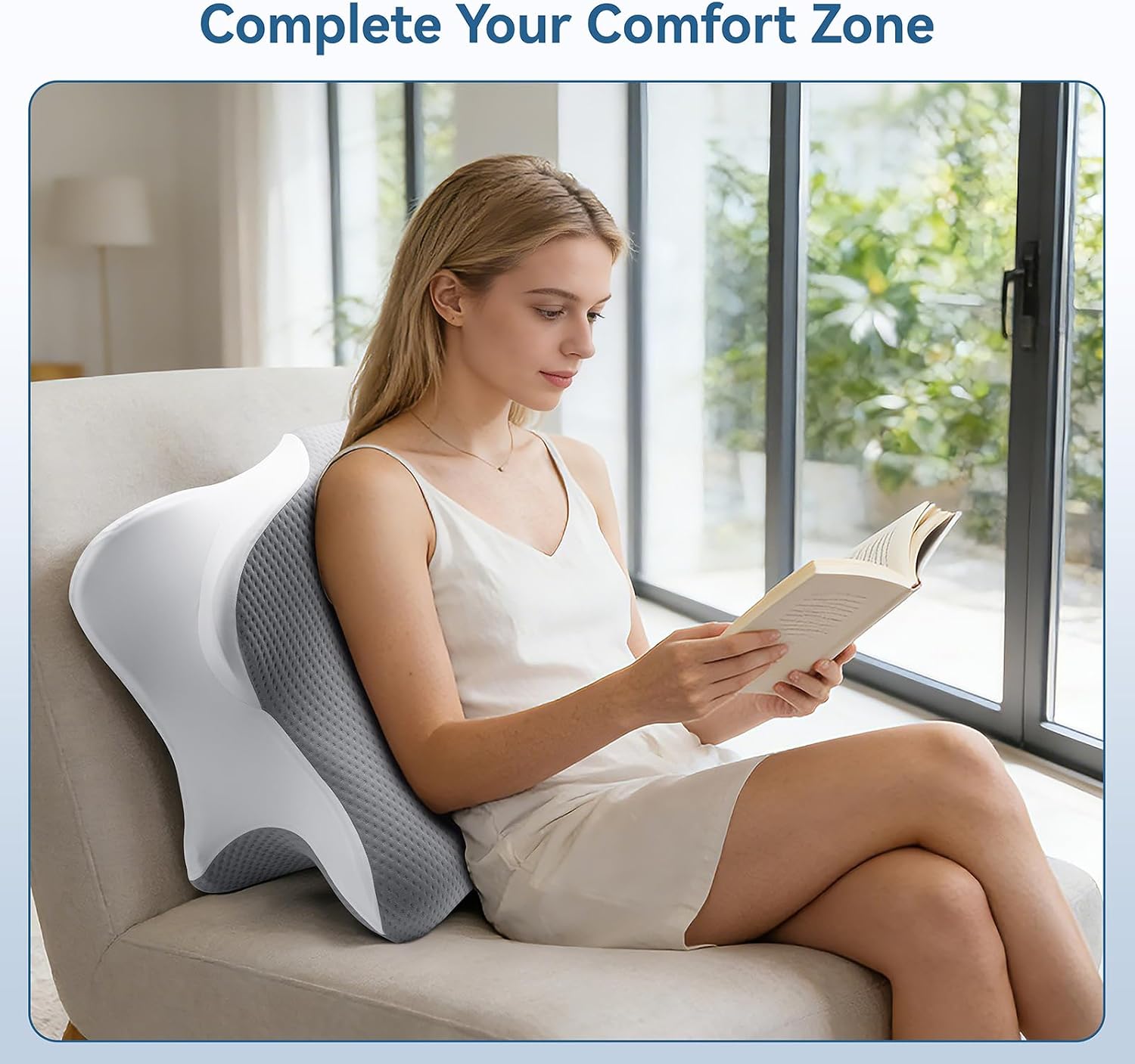 Ergonomic Memory Foam Reading Pillow - Wedge Back & Neck Support for Bed, Sofa & Floor - Relieves Acid Reflux, Back Pain & Arm Fatigue…