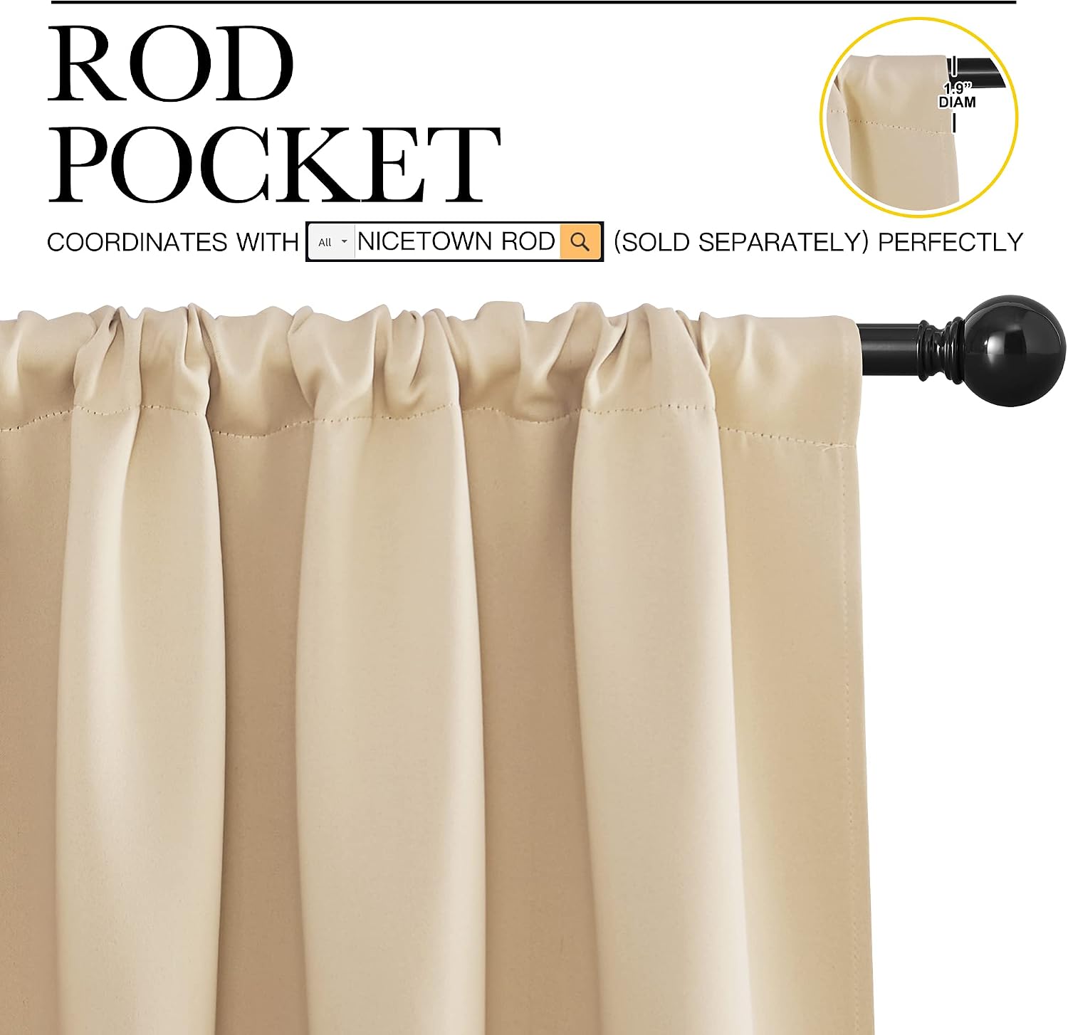 NICETOWN Blackout Room Darkening Curtains - Home Decoration Light & Noise Reducing Thermal Insulated Window Draperies with Rod Pocket Top…