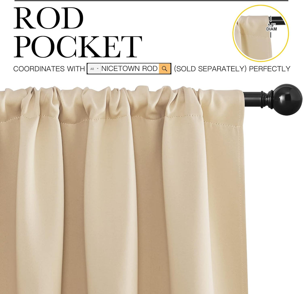 NICETOWN Blackout Room Darkening Curtains - Home Decoration Light & Noise Reducing Thermal Insulated Window Draperies with Rod Pocket Top…