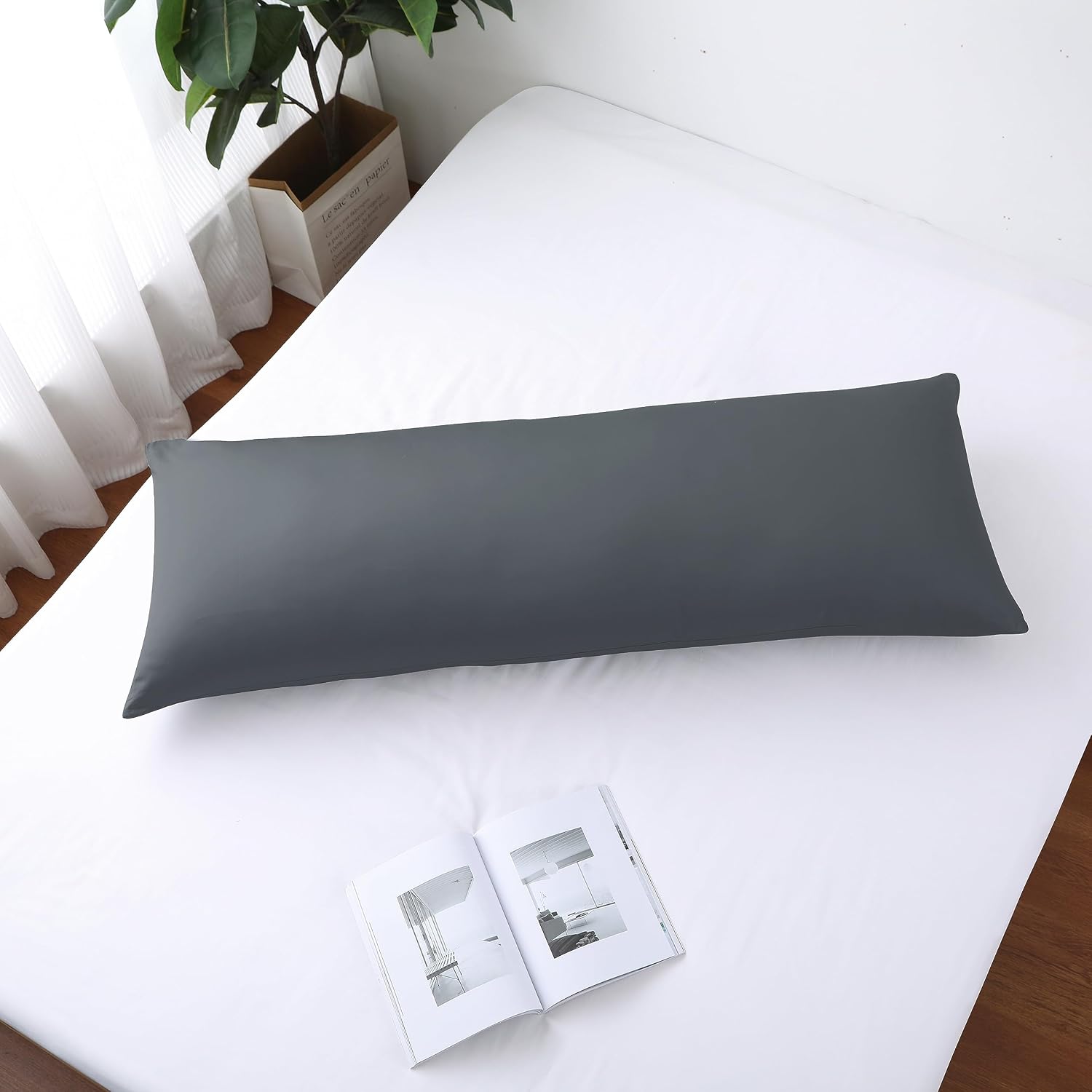 ShunjieHome 100% Egyptian Cotton Body Pillow Cover Long Pillow Case, 600 Thread Count Bed Pillow Protector with Zipper, Sateen Weave Coolin…