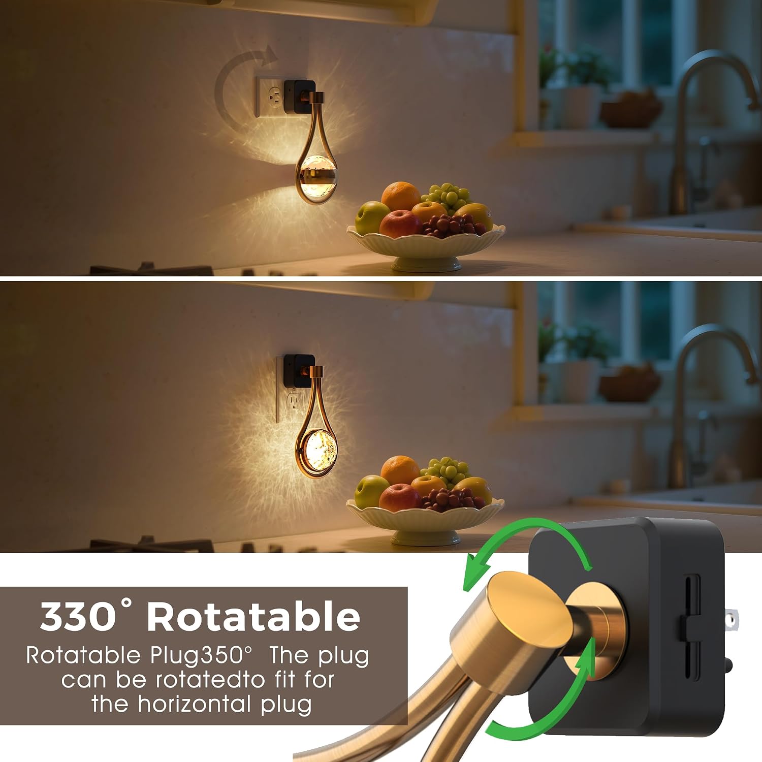 L LOHAS LED Night Lights Plug Into Wall: Star Projector Nightlight, Dusk to Dawn Sensor, 3000K Soft White, 330°Rotating Globe Night Light…