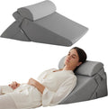 Bedluxe 3Pcs Orthopedic Bed Wedge Pillow Set, Foam Wedge Pillow Post Surgery for Back, Leg and Knee Support, Adjustable 9&12 Inch Folding T…
