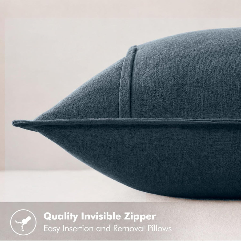 Symplora Cotton Linen Throw Pillow Covers Set of 2, Breathable Non Pilling Decorative Pillow Covers, Machine Washable Cushion Case for…