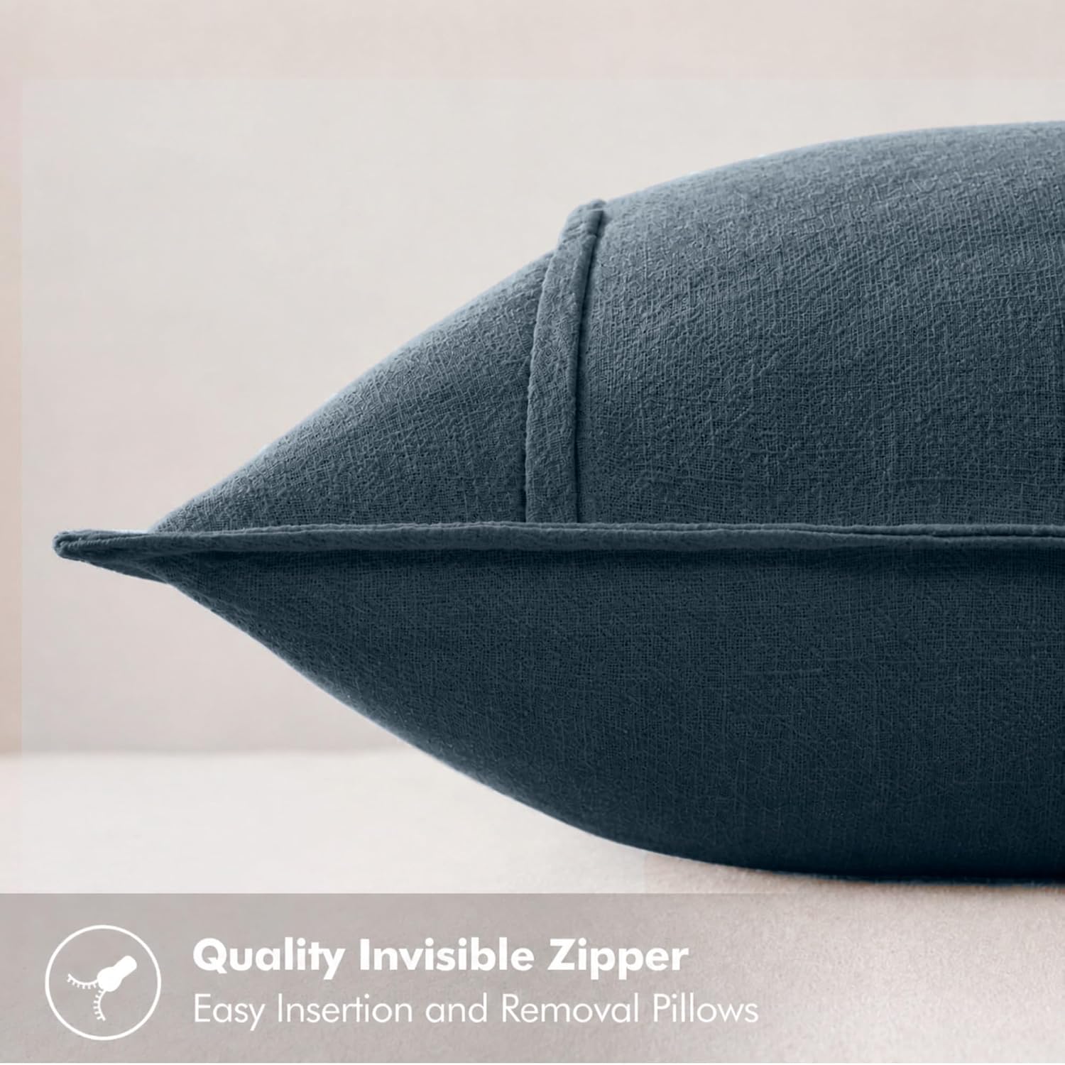 Symplora Cotton Linen Throw Pillow Covers Set of 2, Breathable Non Pilling Decorative Pillow Covers, Machine Washable Cushion Case for…